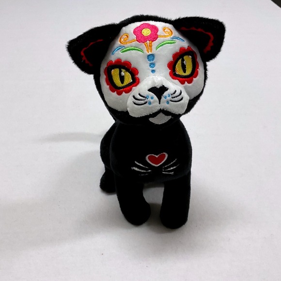 Other - Day of the Dead Sugar Skull Black Cat Plush Stuffed Animal 9.5 Inch